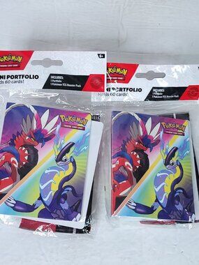 Pokemon Cards Scarlet & Violet MINI ALBUM PORTFOLIO w/ Booster Packs Lot Of 2